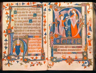 Två sidor från A Book of Hours, c1350
