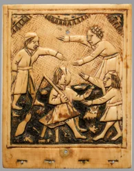 Övre blad av solur, tyska, ca. 1500.