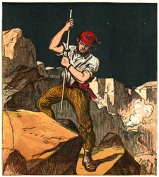 Använda krut i ett stenbrott, 1867