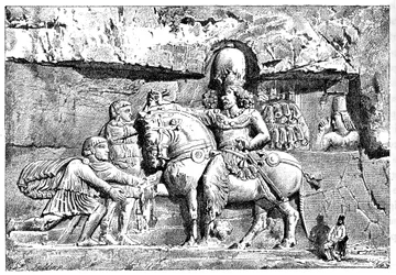 Valeriana vid Sapors fötter, kungliga gravar i Naksh-I-Rustem, Persepolis, Iran, 1895