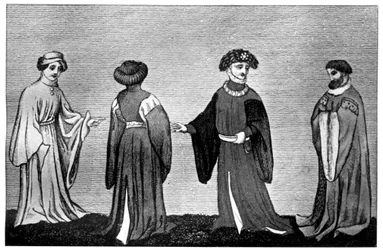 Varieteter av houppelande, c1300-talet, 1910