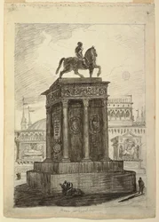Venetiansk arkitektonisk Capriccio med Colleoni av Andrea Verrocchio