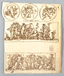 Venus vid Forge of Vulcan, Winter, Victories och Three Roundels, Putti som element