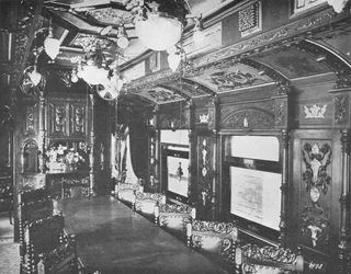 Vestibul matvagn på Rio-Sao Paulo Night Express av Central Railway i Brasilien, 1914