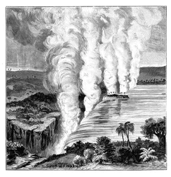 Victoriafallen vid Zambezifloden, på gränsen mellan Zambia och Zimbabwe, 1900