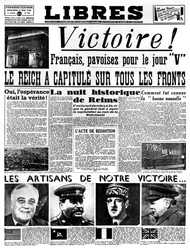 Victory!, förstasidan av Libres tidning, 9 maj 1945