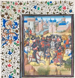 Rikard Lejonhjärtas seger över Filip Augustus 1198. Miniatyr från Historia av Vilhelm av Tyrus, 1460-talet