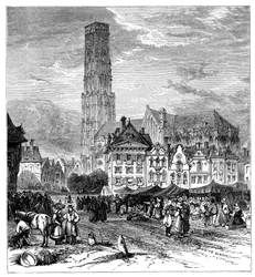 Utsikt i Mechelen, Belgien, 1900