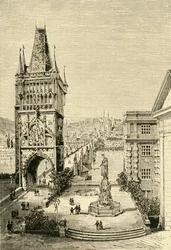 Utsikt i Prag - Brotornet, 1890.