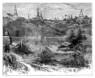 Utsikt nära Rangoon, Burma, c1888