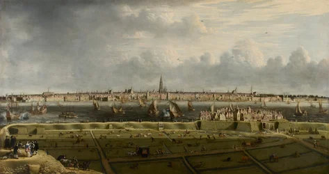 Utsikt över Antwerpen från det flamländska huvudet, 1658.