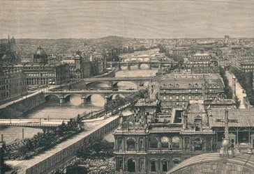 Utsikt över Paris, visar de sju broarna, 1882