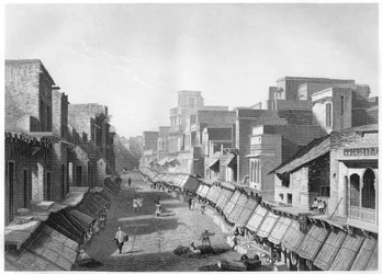 Utsikt över Principal Street, Agra, c1860