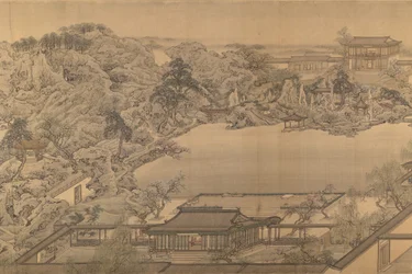 Utsikt över en trädgårdsvilla, 1700-tal.