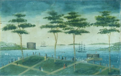 Utsikt över batteriet, New York, 1800-1850.