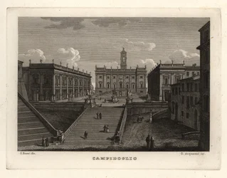 Utsikt över Capitoline Hill, Campidoglio, Rom, med Palazzo Senatorio