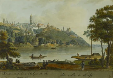 Utsikt över Kiev Pechersk Lavra och Podil, tidigt 1800-tal.