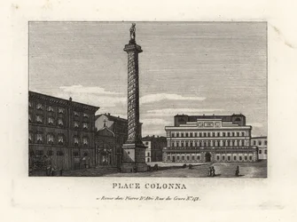 Utsikt över Piazza Colonna med Marcus Aurelius kolumn, Rom
