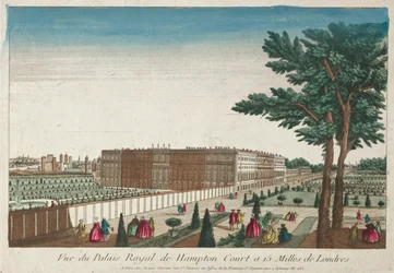 Utsikt över det kungliga palatset i Hampton Court, 1700-talet.