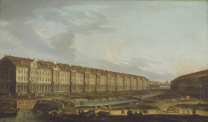 Utsikt över byggnaden Twelve Collegia i Sankt Petersburg, mitten av 1700-talet.