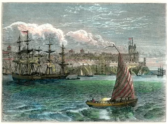 Utsikt över staden San Domingo från hamnen, Dominikanska republiken, c1880