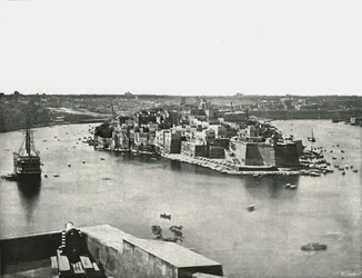 Utsikt över hamnen, Valletta, Malta, 1895.