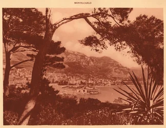 Vy tagen över Monte-Carlo från Monaco, 1930.