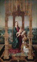 Jungfru och barn under en baldakin, 1520-talet.