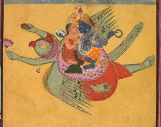 Vishnu och Lakshmi på Garuda, ca. 1750 .