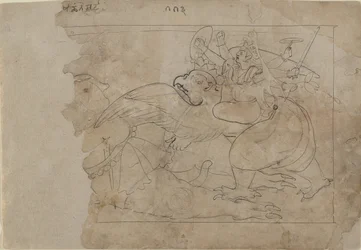 Vishnu om Garuda Slaying a Demon, mitten av 1700-talet.