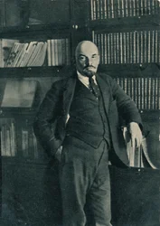 Vladimir Iljitj Lenin, rysk bolsjevikledare, i Kreml, Moskva, Ryssland, oktober 1918