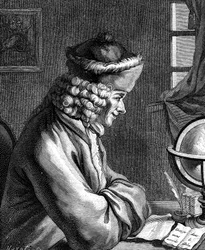 Voltaire, fransk 1700-talsförfattare, dramatiker, satiriker och bokstäver