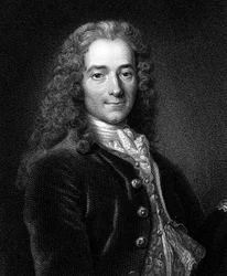 Voltaire, fransk 1700-talsförfattare, dramatiker, satiriker och bokstäver