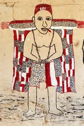 Voodoo väggmålning på ett kloster. Togoville, Togo
