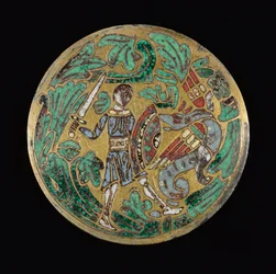 Krigare som kämpar mot en drake, ca. 1170-1180.