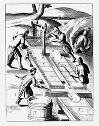 Tvätta malm för att utvinna guld, 1683