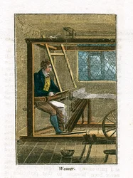Väver vid sin vävstol, 1823