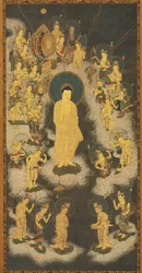 Välkomnande nedstigning av Amida Buddha, 1300-33.