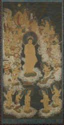 Välkomnande härkomst av Amida och Bodhisattvas, sent 1300-tal.