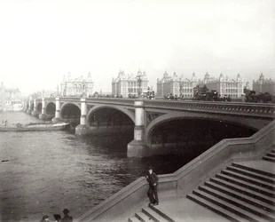 Westminster Bridge och St Thomass Hospital, London, 1887