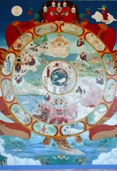 Wheel of Samsara. De tusen Buddhas tempel. Toulon sur Arroux Frankrike