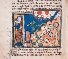 När Han reser sig för att få jorden att darra... Miniatyr från: Apocalypse de saint Jean, ca 1320.