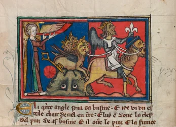 När den femte ängeln blåste i sin trumpet... Miniatyr från: Apocalypse de saint Jean, ca 1320.