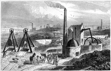 Whimsey, eller motor som drar kol i Staffordshire collieries, 1886