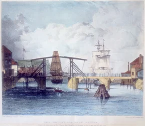 Whitby hamn, Yorkshire, vid mynningen av floden Esk, c1833