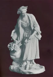 Vit Chelsea Porslin trädgårdsmästare följeslagare figur, c1770