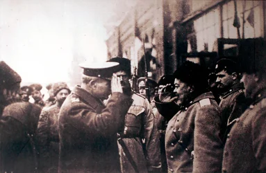 Den vita ryske generalen Anton Denikin mest brittiske generalmajor Frederick Poole, Ryssland, 1918