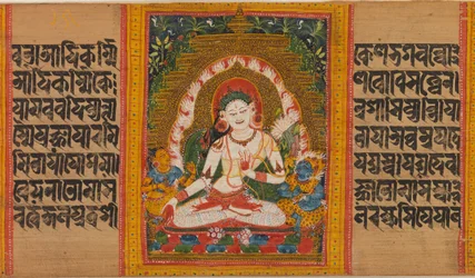 White Tara, Folio från...Perfection of Wisdom Manuscript, tidigt 1100-tal.