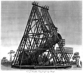 William Herschels reflekterande teleskop med brännvidd på 40 fot, Slough, England, 1809