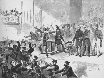 William Lloyd Garrison försöker hålla ett John Brown-jubileumsmöte i Tremont Temple, Boston,